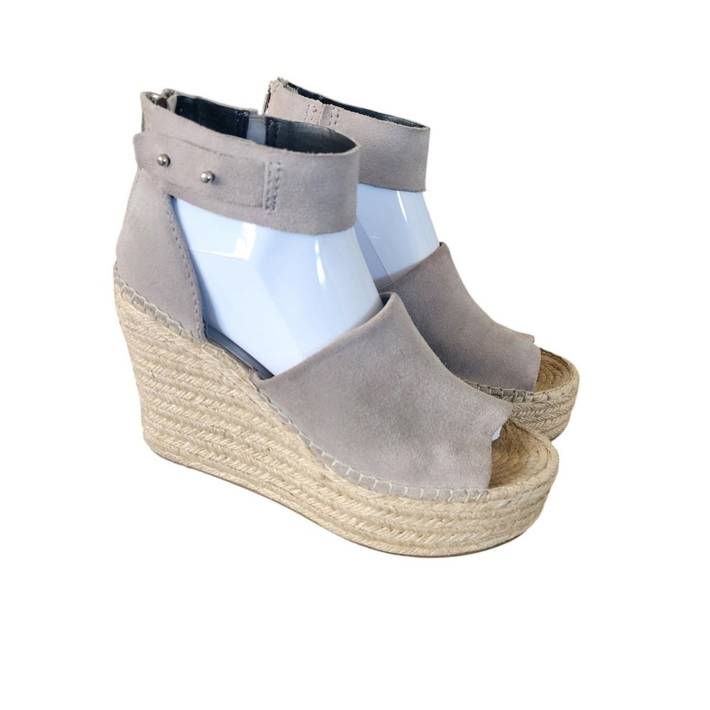 DV Dolce Vita Womens Taupe Suede Espadrille Wedge Platform Sandals Size 8.5 Boho
